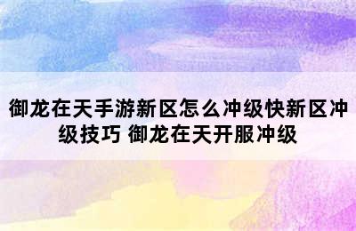 御龙在天手游新区怎么冲级快新区冲级技巧 御龙在天开服冲级